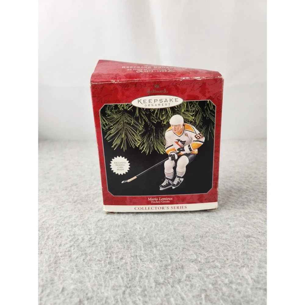 Vtg Mario Lemieux Pittsburgh Penguins Hockey Card Hallmark Christmas Ornament